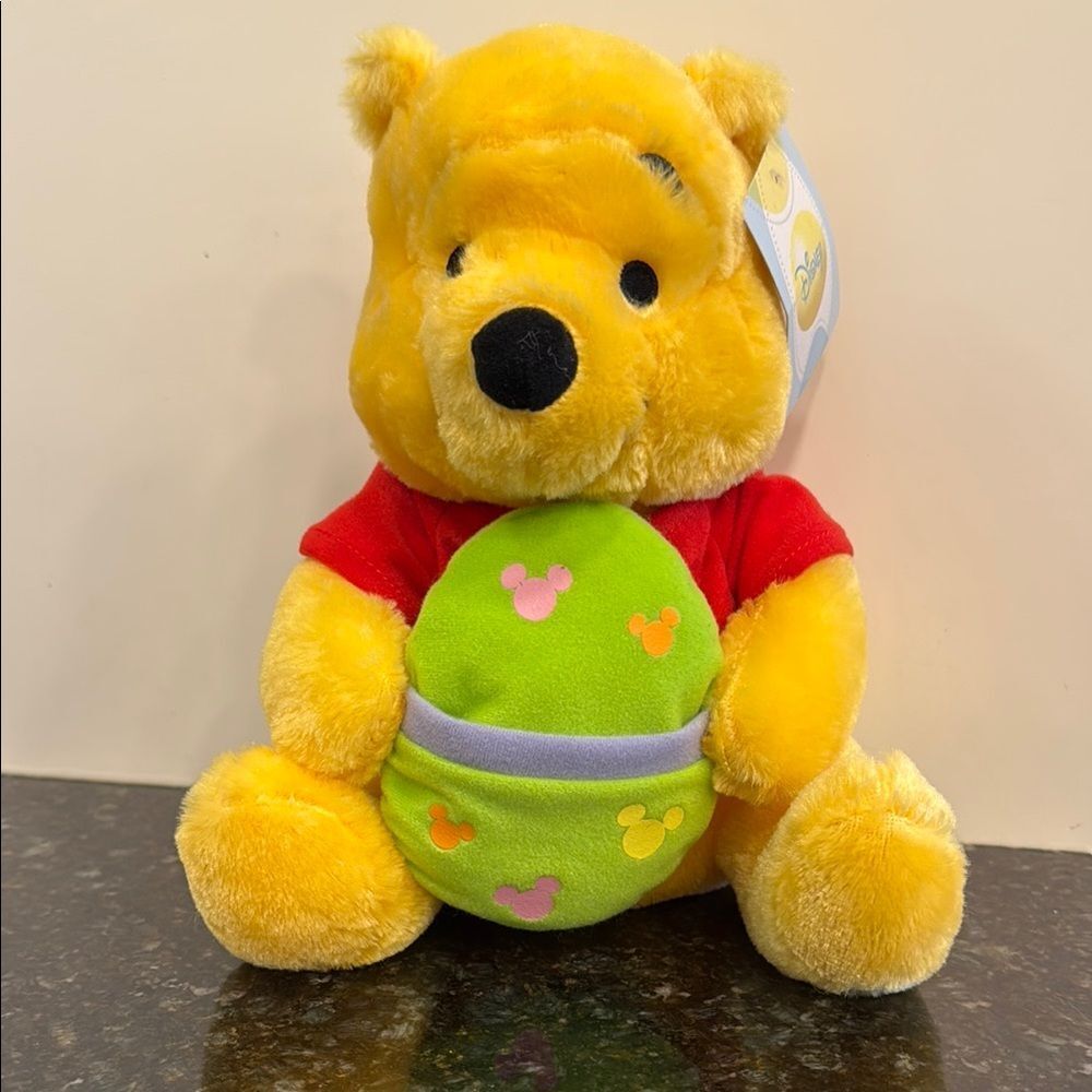 Disney Winnie the Pooh Easter Plush Yellow and Red. Size 9”